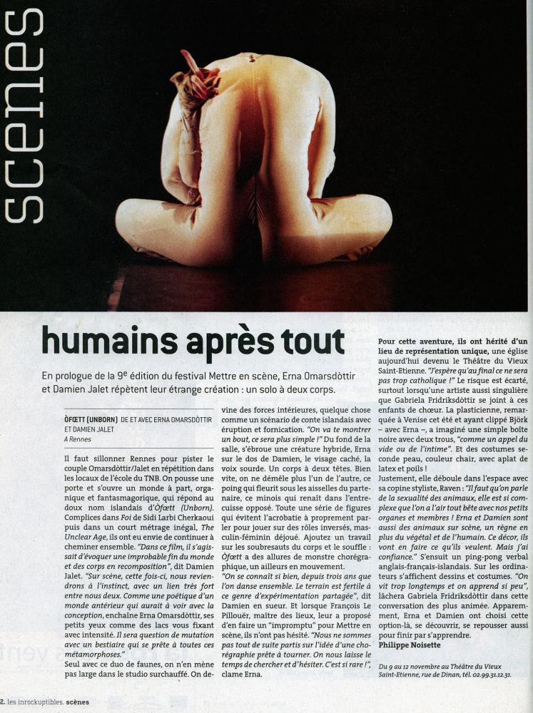 Erna Omarsdottir / Damien Jalet / Les Inrocks / 2-8 nov 2005